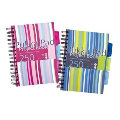 Image de Pukka Cahier à spirales avec 3 intercalaires internes amovibles Format A5 100 feuilles = 200 pages lignées 210 x 148 mm