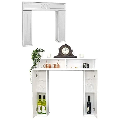Image de DuneDesign Manteau de Cheminée avec Étagère Cachée 107x100cm Fausse Décorative Blanche