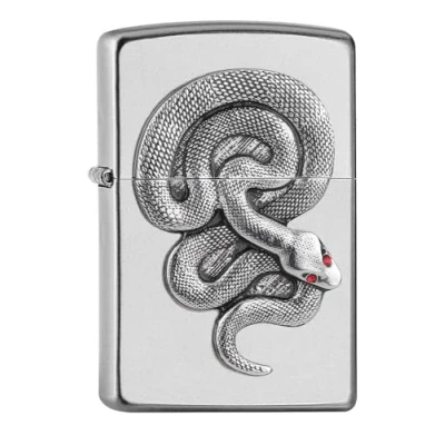 Image de ZIPPO Snake Emblem, Satin Chrome Briquet tempête, Rechargeable, dans Un boîte Cadeau