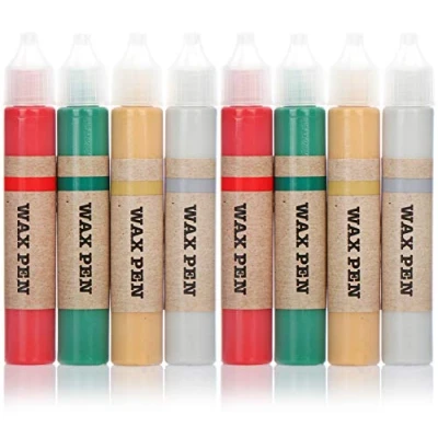 Image de com four® Ensemble de 8 stylos à Cire pour Bougies revêtement dans Superbes Couleurs Stylo Bougie Peindre des (08 pièces Crayons Cire)