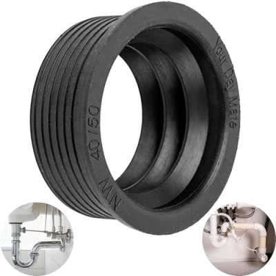 Image de Manchette Caoutchouc Siphon Lavabo, 1pcs, DN 40/50, pour Tuyau d&#039;écoulement DN50 HT int. Ø 50 mm et Tuyaux 1 1/2&quot; ext. 40 mm, Joint en avec Butée 55 Joints Siphons Profondeur 25