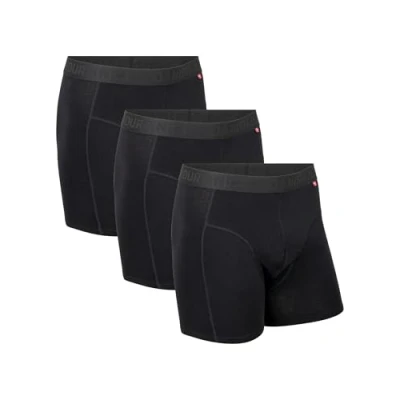 Image de DANISH ENDURANCE Lot de 3 Boxers en Coton Bio Ultra Doux et Respirants, Confortables, Caleçons Homme, Noir, S