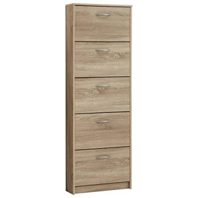 Image de Meuble à chaussures FMD Armoire 5 compartiments inclinables Chêne Contemporain Design