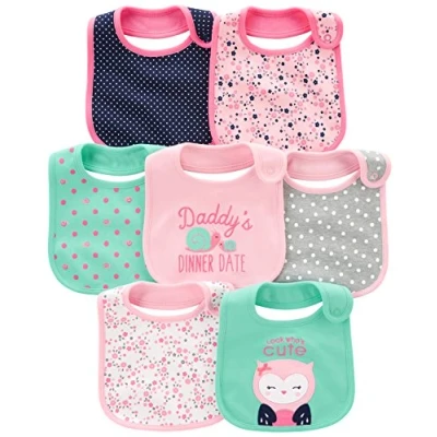 Image de Simple Joys by Carter&#039;s 7 Pack Teething Bibs Baby, Rose/Vert Menthe, Taille Unique (Lot de 7) Bébé garçon