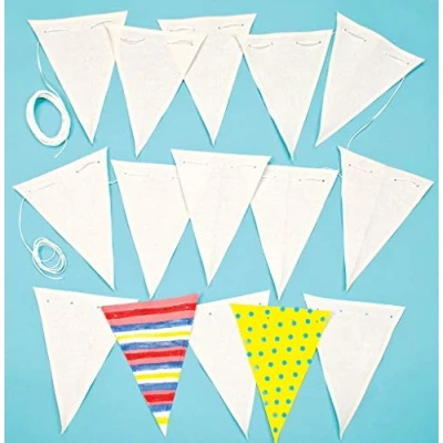 Image de Baker Ross Banderole en tissu à personnaliser Vendu par lot de 16 drapeaux, Calico