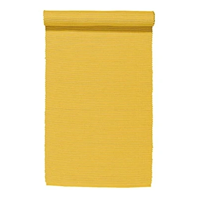 Image de LINUM UNI Chemin de Table 45x150 cm, Coton Côtelé, Lavable en Machine, Jaune Mangue