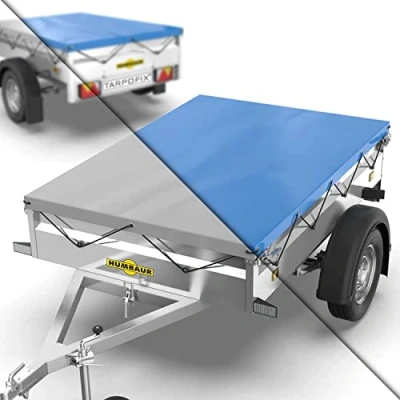 Image de Tarpofix® Bâche Protection Plate 211 x 116 8 cm avec Corde de remorque renforcée en PVC Bache pour Divers modèles remorques Voitures 750kg