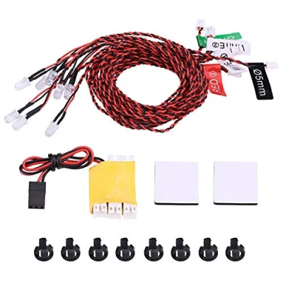 Image de Dilwe Lumières Clignotantes de Simulation système d&#039;éclairage à 8 LED pour hélicoptère Avion RC