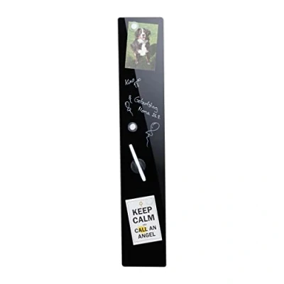 Image de Relaxdays Tableau magnétique inscriptible avec 3 aimants et stylo effaçable sans cadre Noir 15 x 80 cm