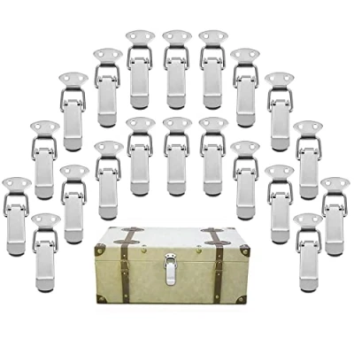 Image de Paquet de 20 loquets en metal avec fermetures a levier ajustables verrou, Tiroir Hardware Boîte à Outils Acier Inoxydable Fermoir Bascule pour Armoire, Porte, Boîte, cas Sans Serrure