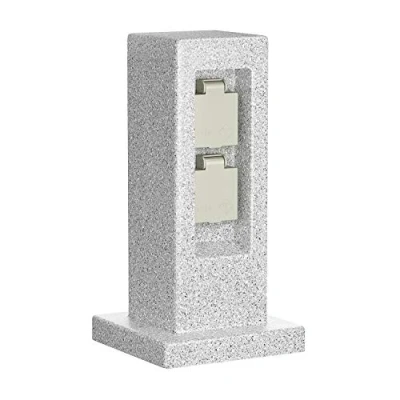 Image de ledscom.de Garten colonne de prises POCK pour l&#039;extérieur, IP44, 2 fois, gris (aspect pierre), carré, 30 cm, tour prises, prise extérieure, d&#039;énergie, extérieures,