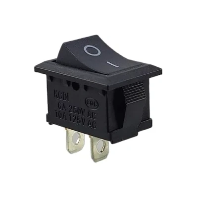 Image de KCD1 Mini interrupteur à bascule 19 x 13 mm 250 V 6 A 125 10 CA (6 V, 9 12 24 CA/CC), noir, rectangulaire, 2 pôles ON/OFF