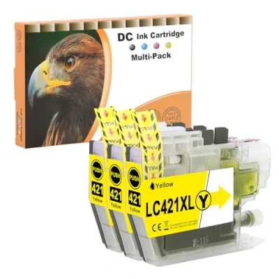 Image de D&amp;C LC421XL Cartouches d&#039;encre compatibles pour Brother LC421 XL DCP J1050DW MFC J1010DW J1140DW (Jaune, 3 Pack)