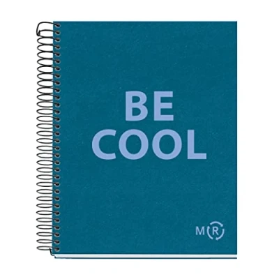 Image de Miquelrius Carnet A5 Be Eco, 80 Feuilles 90 g/m², Règles Horizontales 7 mm, 1 Bande Couleur, 2 Trous, Couverture Recyclée, Bleu Saphir