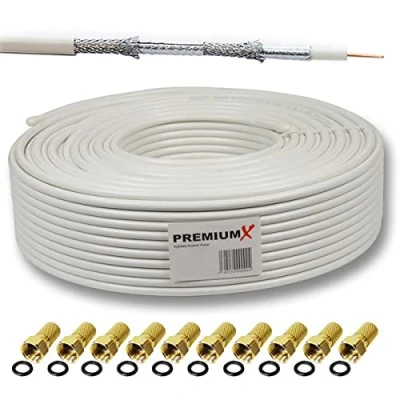 Image de Premium X BASIC Câble coaxial de 15m Réception parfaite avec un blindage en aluminium quadruple 135dB Compatible DVB S/S2, C, T, installations BK 10 connecteurs F inclus