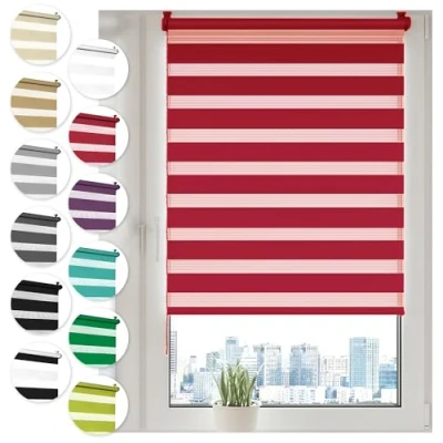 Image de Sonello Store Enrouleur Jour Nuit Klemmfix sans perçage 45cm x 130cm Rogue, Facile à Installer avec Clips pour Fenêtre ou Porte, Stores Zébrés de Protection Solaire, en Tissu Double