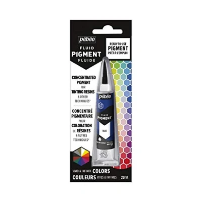 Image de Pébéo Fluid Pigment Concentré Pigmentaire Liquide pour Coloration de Résine Couleurs Miscibles Effet Opaque ou Transparent Origine Naturelle, Bleu, 20 ml