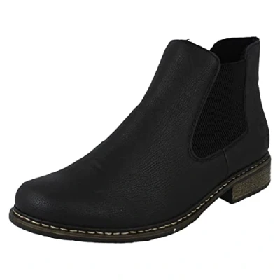Image de Rieker Femme Bottines Z4994, Dame Chelsea Boot, Bottes,Demi Bottes,Bottes à la Cheville,Bootie,enfilez des Bottes,Plat,Schwarz/Schwarz,39 EU / 6 UK