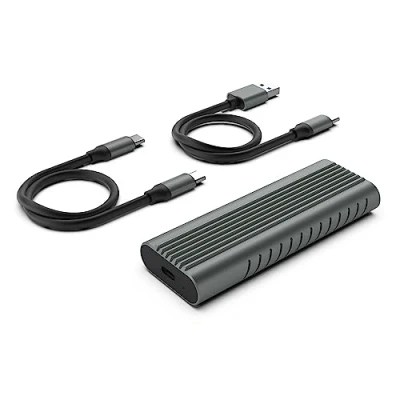 Image de Ewent SSD M.2 Case NVMe/PCIe USB C et A 3.2 Gen2 jusqu&#039;à 10Gbps, Boîtier Externe pour Disque Dur 80mm 2TB M/MB Key, 2230/2242/2260/2280, SATA avec UASP, Aluminium, Noir