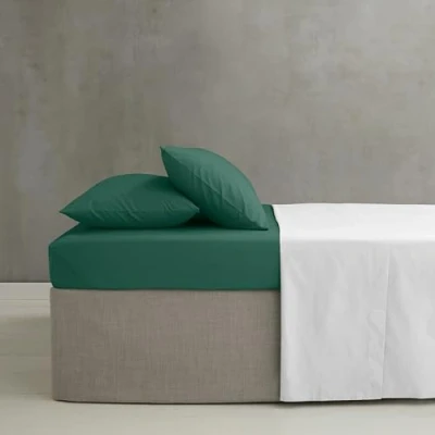 Image de Catherine Lansfield Drap Housse en Percale peigné Facile à Repasser Vert foncé Lit Double