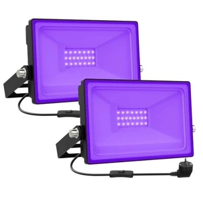 Image de Onforu 20W Lumière Noire LED, Projecteur UV Extérieur, IP66 Étanche Lumiere Eclairage à Effet Ultra violet pour Soirée, Peinture Fluo, Affiche Fluorescente, Néon, Bar, Fête, Halloween, 2pc