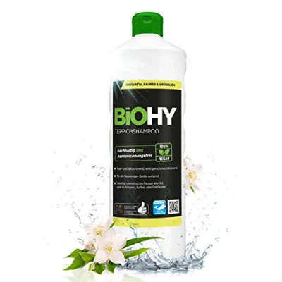 Image de BiOHY Shampoing pour tapis (Bouteille de 1l) Concentré nettoyant idéal enlever les taches tenaces bien toléré par animaux (Teppichshampoo)