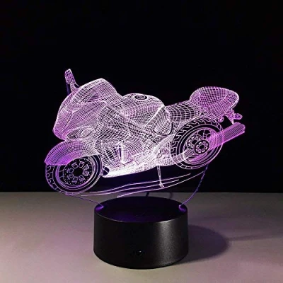 Image de HPBN8 Ltd 3d Illusion Moto LED Lampe Art Déco Lumières Décoration Lampes Touch Control 7 Couleurs Change Veilleuse USB Powered Enfants Cadeau Anniversaire Noël Cadeaux