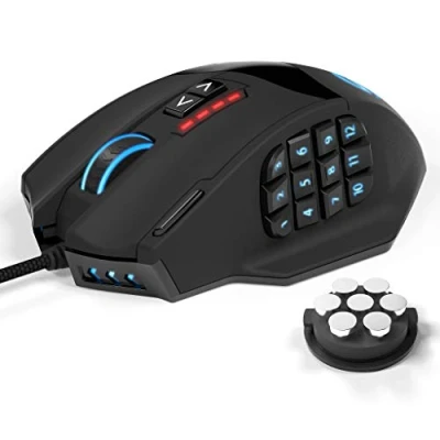 Image de UtechSmart Venus Souris Laser de Jeu MMO,Souris Gaming RVB, 50 à 16400 DPI précision élevée, 18 Boutons programmables, Cartouche Poids réglable, 5 profils d’utilisateurs programmable