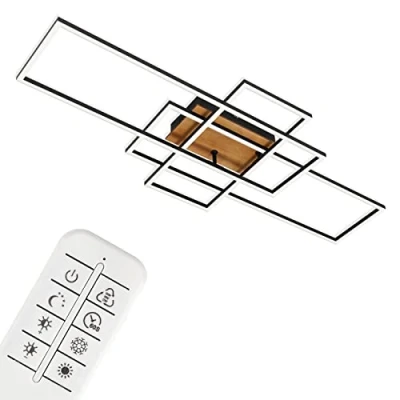 Image de BRILONER plafonnier LED, à intensité variable, télécommande incluse, contrôle de la température couleur, fonction d&#039;éclairage nocturne, minuterie, 55 Watt, noir