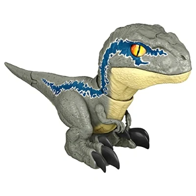 Image de Jurassic World, Figurine Bébé Dino Interactif Vélociraptor (Hauteur 18 cm) avec Claquement de Mâchoire et Bruits Dinosaure Jouet Enfant, Dès 4 ans, GWY55