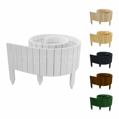 Image de Floranica Rollborder II Clôture Flexible en Bois de pin 200 x 10 cm Blanc (raccourcissable) Palissade Parterre imprégnée Bordure Jardin décorative Rollboarder