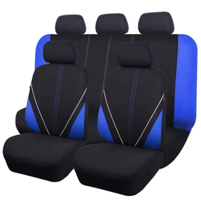 Image de Flying Banner Ensemble Complet de Housses siège Voiture universelles en Maille Respirante compatibles avec Les airbags (Noir et Bleu)