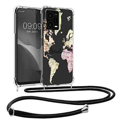 Image de kwmobile Coque Collier Compatible avec Xiaomi Redmi Note 12 Pro+ 5G / Pro Plus Housse en Silicone Cordon de Noir Multicolore Transparent