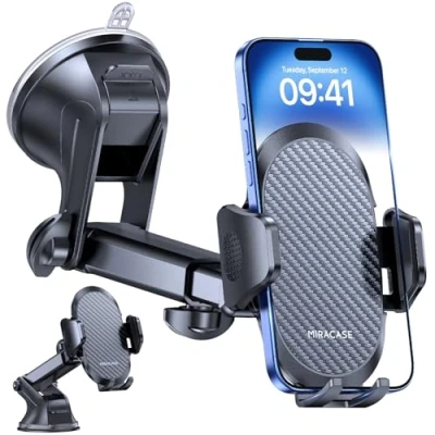 Image de Miracase Support Téléphone Voiture [2025 Ventouse Puissante] Porte Telephone Tableau de Bord, Rotation 360 Portable pour iPhone Compatible avec 4 7.2&quot; Smartphone