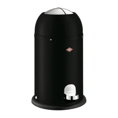 Image de WESCO Kickmaster Junior Poubelle de couleur noir mat, tôle d&#039;acier revêtue par pulvérisation, amortisseur intégré, volume 12 litres, insert en plastique, clapet d&#039;insertion