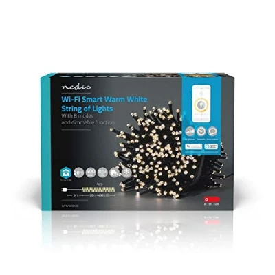Image de Nedis SmartLife LED Décorative Corde Blanc Chaud 400 LED&#039;s Intérieur et Extérieur 7 Motifs de Mouvement 20 m Android/IOS