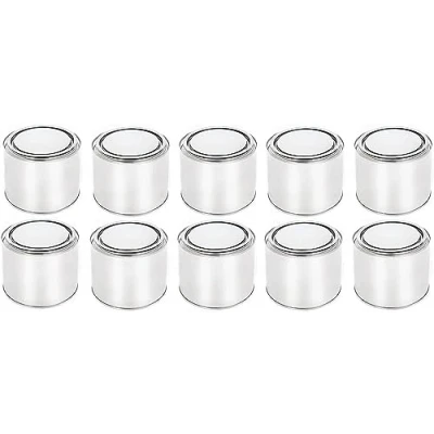 Image de BenBow boîte en fer blanc 1000 ml avec capot à enfoncer hermétique, opaque, vide, ronde récipient de rangement, Quantité:10, Capacité:0.5L