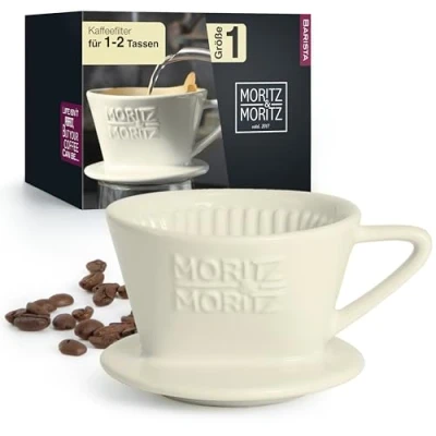 Image de Moritz &amp; Filtre a cafe en Porcelaine Taille 1 à café réutilisable pour un excellent riche arôme 2 tasses Cafetière