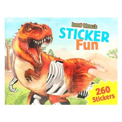 Image de Depesche 12408 Dino World Sticker Fun Livre 24 Pages de Fond colorées à décorer soi même, 250 Autocollants Inclus, Multicolor