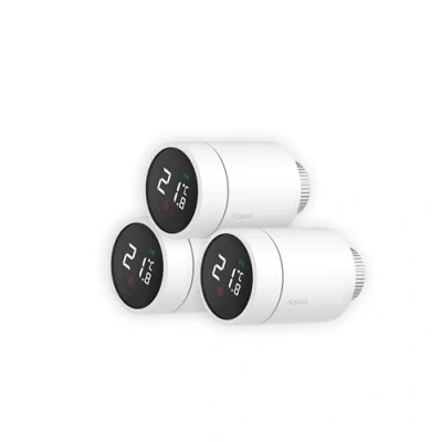 Image de AQARA Tête Thermostatique Intelligente E1 3 Pack, Require HUB ZIGBEE 3.0, Contrôle Vocal, Supporte Géorepérage, Compatible avec HomeKit, Alexa, Google Assistant et IFTTT