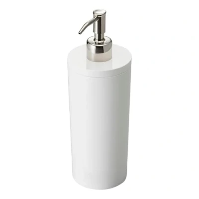 Image de Yamazaki 2928 Tower Distributeur de Pompe Rond, Blanc, Résine ABS, Minimaliste, 8 x 23 c m