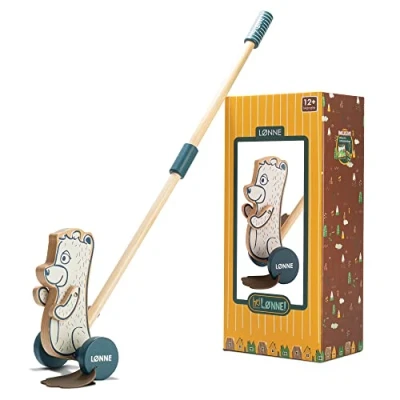 Image de HEJ LØNNE Figurine Animal à Pousser Jouet pour Apprendre Marcher et Favoriser la Motricité Tirer Enfant 1 an Canne a Bebe