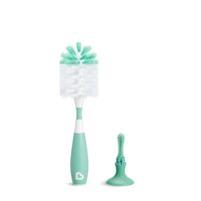 Image de Munchkin Goupillon Biberon, Nettoie Biberon et Bouteille avec Brosse à Tétine Intégrée, Haut de Gamme Ventouse, Poignée Antidérapante, Lavable au Lave Vaisselle Gris