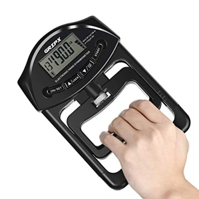 Image de GRIPX Dynamomètre à Main numérique Compteur de Mesure la Force poignée Capture Automatique Puissance électronique 198Lbs / 90Kgs, Noir