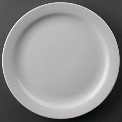 Image de Olympia assiette Athena à bord étroit (Lot de 12), petite plate 22,6 cm, blanc, porcelaine super vitrifiée, passe au micro ondes, certifié BS4034 pour un usage hôtelier, CF363