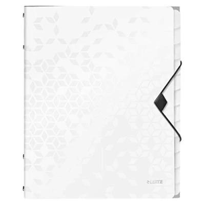 Image de Leitz Trieur A4, Contient jusqu&#039;à 200 Feuilles, Index Intégré à 12 Onglets, Fermeture Élastique, Blanc, WOW, 46340001