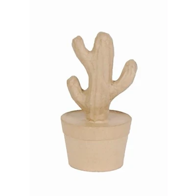Image de Décopatch HD045C Un support en papier brun mâché 9,5x9,5x18,5 cm, Cactus colonne