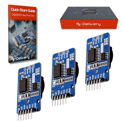 Image de AZDelivery 3X Real Time Clock RTC I2C Compatible avec DS3231, Horloge en Temps Réel Batterie DS3231 I2C, Module d’Horloge Haute Précision Arduino et Raspberry Pi