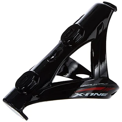 Image de RaceOne.it Mod. X1 One Glossy Porte Bidon de Vélo. Support Bouteille Ultraleger Conception aérodynamique. Cyclisme VTT/ Vélo Route / MTB Gravel Bike. Finition BRILLANTE. Coleur: Noir 100% MADE IN ITALY
