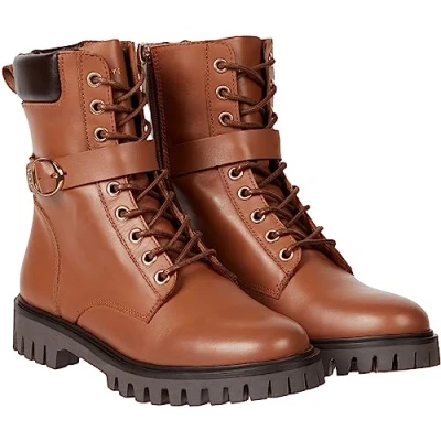 Image de Tommy Hilfiger Bottines à plateau, Femme, Taille: 38, Brąz Cuir